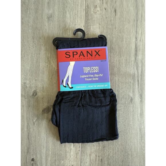 Spanx Topless Legband Free Trouser Socks Fuller Calf Black Rib - Picture 1 of 2